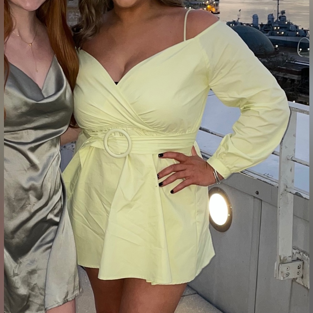 Off The Shoulder Pastel Yellow Dress